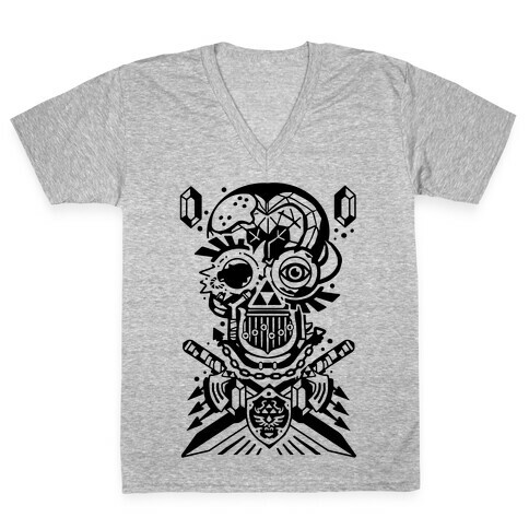 Legend Of Zelda skull V-Neck Tee Shirt