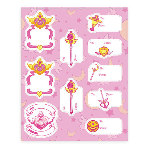 Magical Girl Gift Tags Stickers and Decal Sheet