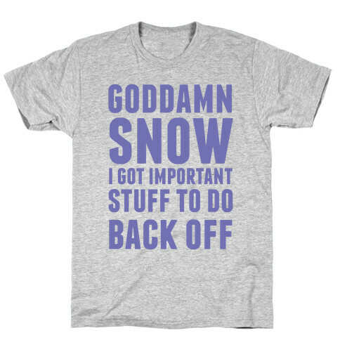 Goddamn Snow I Got Important Stuff To Do Back Off T-Shirt