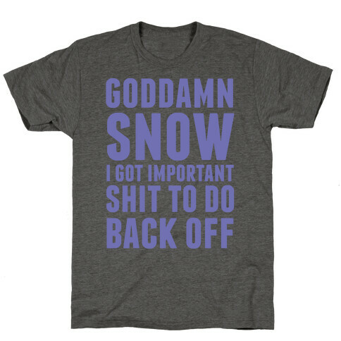 Goddamn Snow I Got Important Stuff To Do Back Off T-Shirt