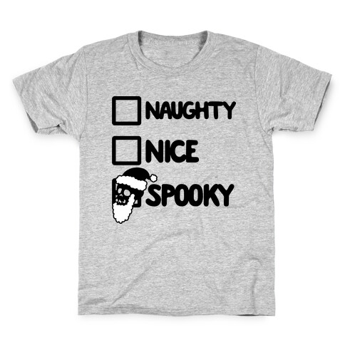 Naughty Nice Or Spooky Santa Kids T-Shirt