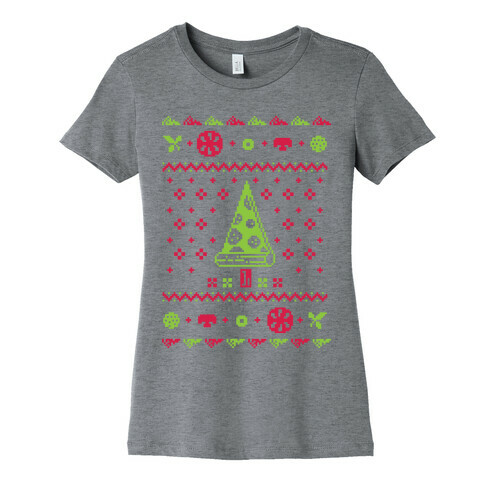 Ugly Pizza Christmas Sweater Womens T-Shirt