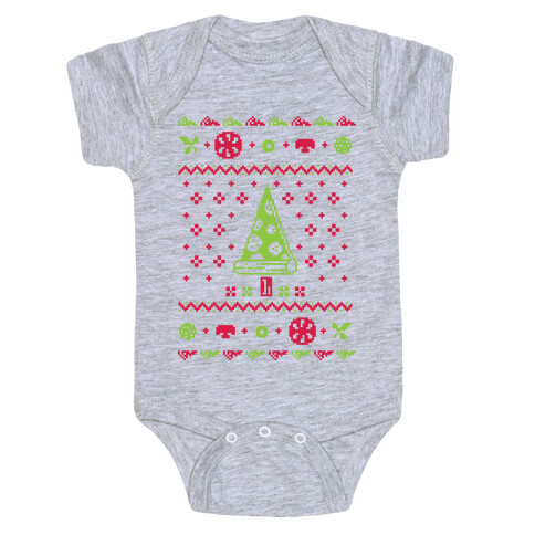 Ugly Pizza Christmas Sweater Baby One-Piece