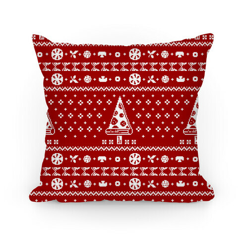 Ugly Pizza Christmas Pattern Pillow