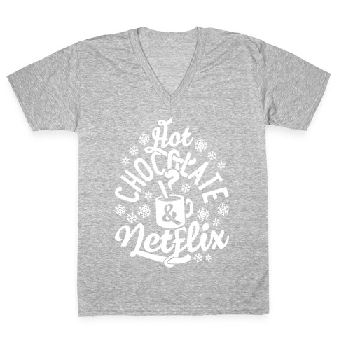 Hot Chocolate And Netflix V-Neck Tee Shirt