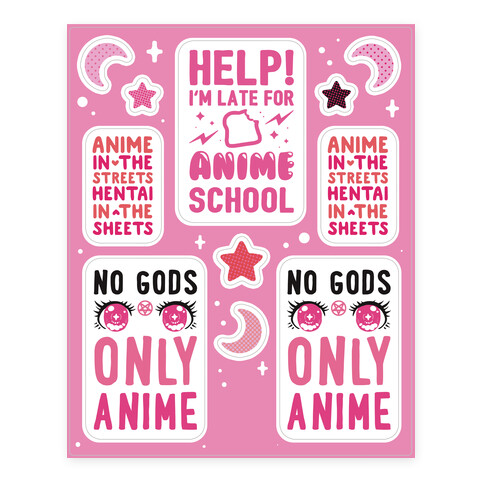 Pink Anime  Stickers and Decal Sheet