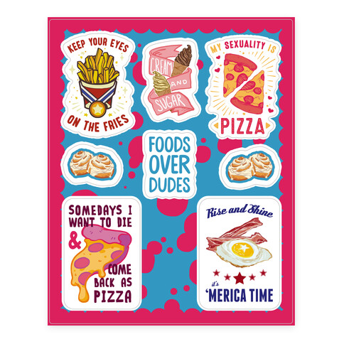 Lazy Food  Stickers and Decal Sheet