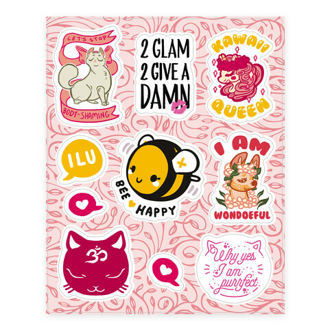 Positive Animal  Stickers and Decal Sheet