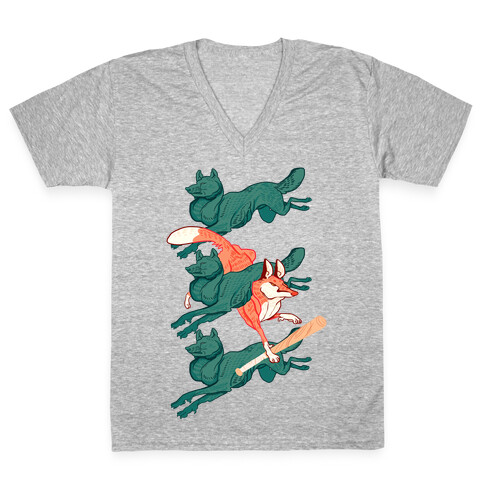 The Boy Who Runs With Wolves V-Neck Tee Shirt