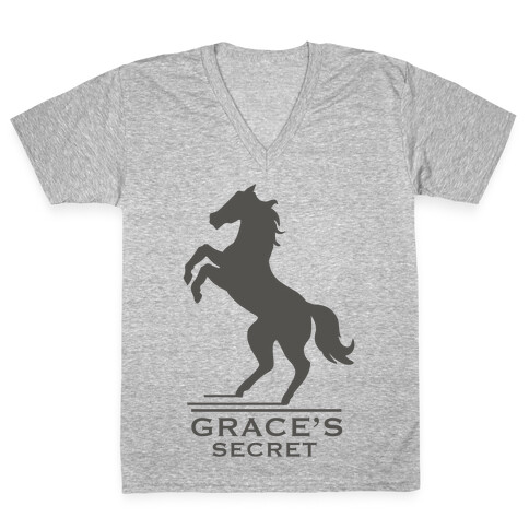 Grace's Secret Faux Fashion Logo V-Neck Tee Shirt