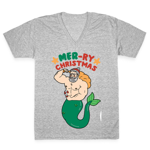 Mer-ry Christmas V-Neck Tee Shirt