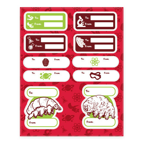 Science Christmas Gift Tags Stickers and Decal Sheet