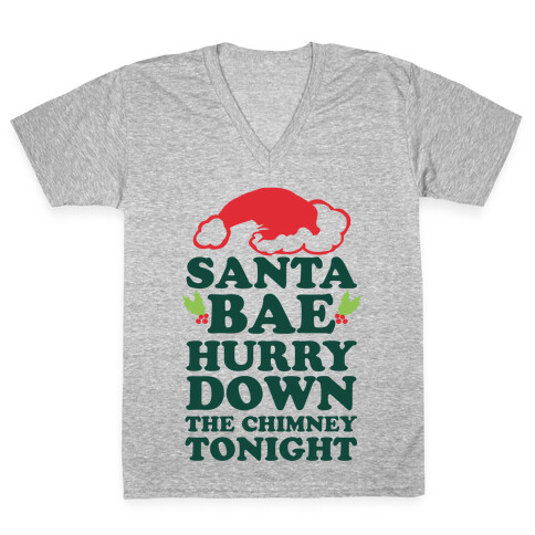 Santa Bae Hurry Down The Chimney Tonight V-Neck Tee Shirt