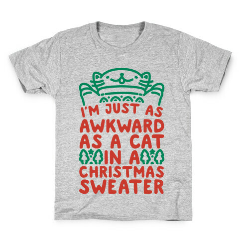 Awkward As A Cat In A Christmas Sweater Kids T-Shirt