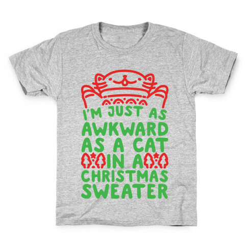 Awkward As A Cat In A Christmas Sweater Kids T-Shirt