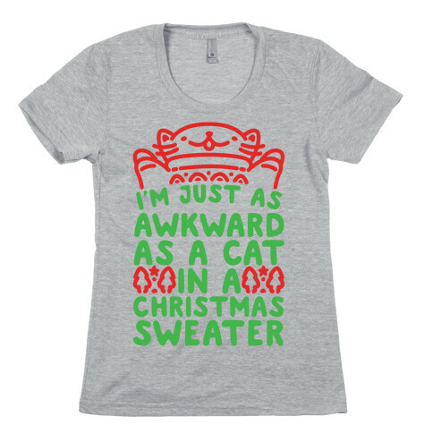 Awkward As A Cat In A Christmas Sweater Womens T-Shirt