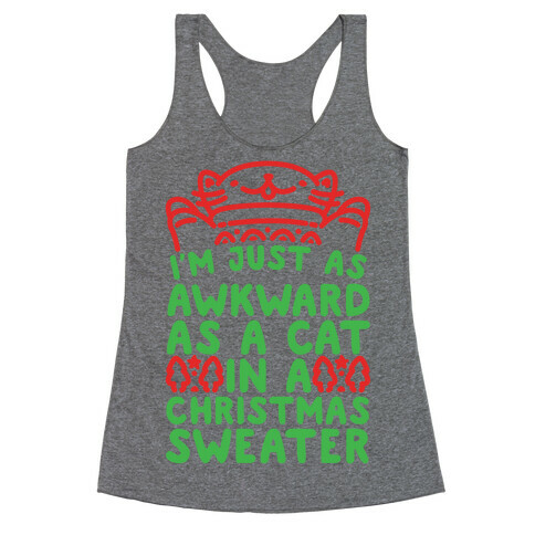 Awkward As A Cat In A Christmas Sweater Racerback Tank Top