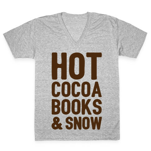 Hot Cocoa, Books and Snow V-Neck Tee Shirt