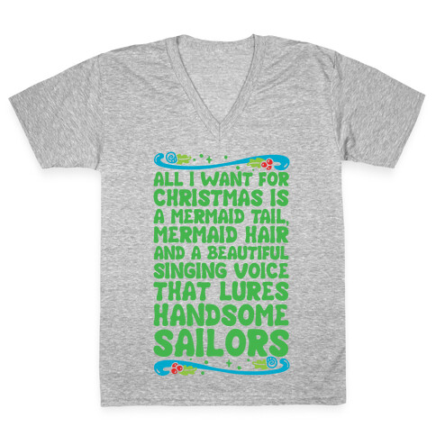 Mermaid Christmas Wish V-Neck Tee Shirt