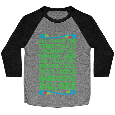 Mermaid Christmas Wish Baseball Tee