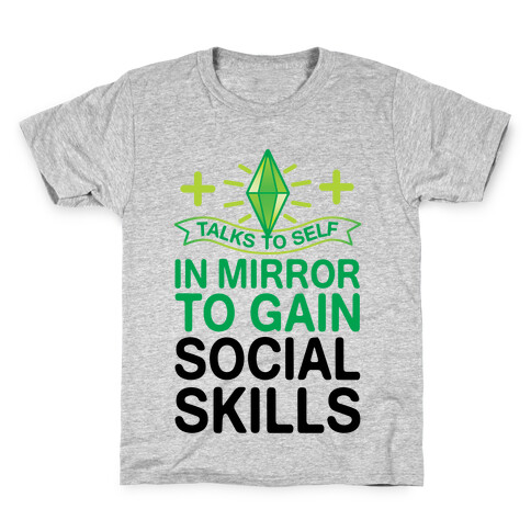 Talks To Self In Mirror To Gain Social Skills Kids T-Shirt