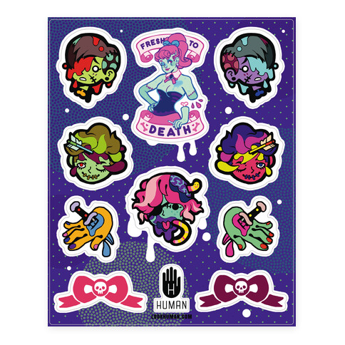 Zombie Girlfriend  Stickers and Decal Sheet