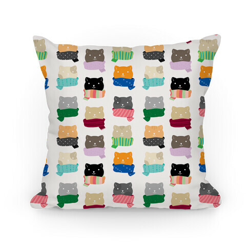 Cats In Scarfs Pattern Pillow