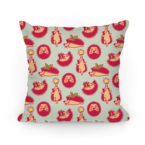 Yule Hogs Hedgehog Pattern Pillow