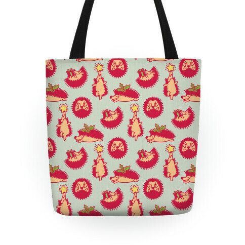 Yule Hogs Hedgehog Pattern Tote