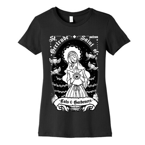 Saint Gertrude of Cats Womens T-Shirt