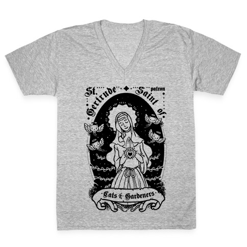 Saint Gertrude of Cats V-Neck Tee Shirt