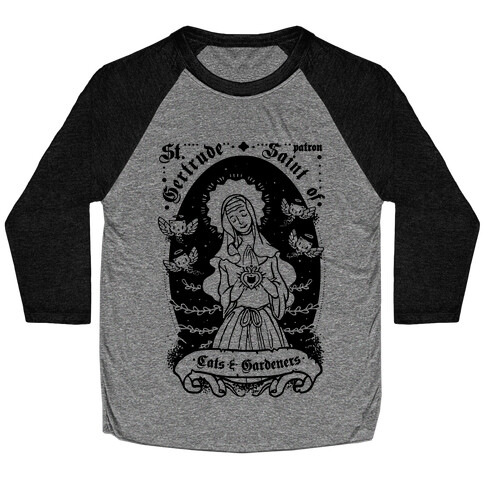 Saint Gertrude of Cats Baseball Tee