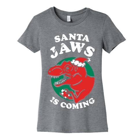 Santa Jaws Is Coming (T-Rex) Womens T-Shirt