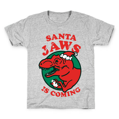 Santa Jaws Is Coming (T-Rex) Kids T-Shirt