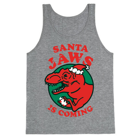 Santa Jaws Is Coming (T-Rex) Tank Top
