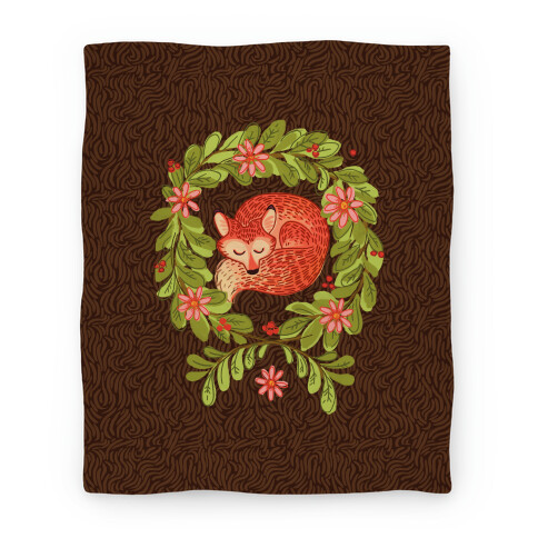 Sleeping Fox Wreath Blanket