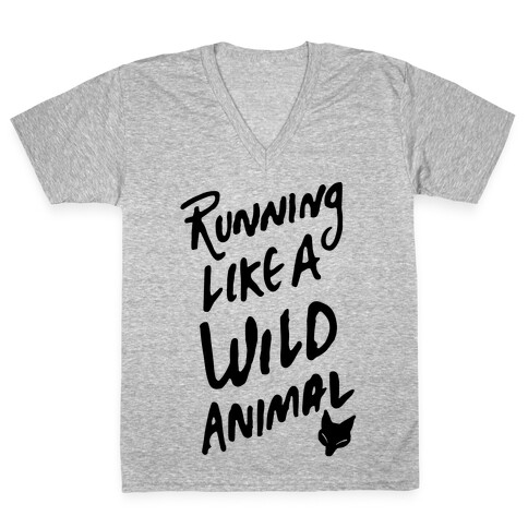 Running Like A Wild Animal V-Neck Tee Shirt