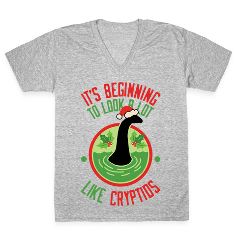 It's Beginning To Look A Lot Like Cryptids (Nessie) V-Neck Tee Shirt