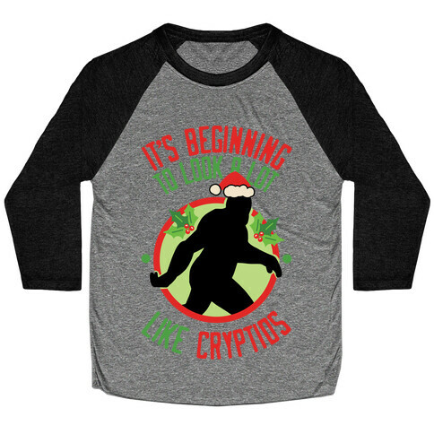 It's Beginning To Look A Lot Like Cryptids (Bigfoot) Baseball Tee