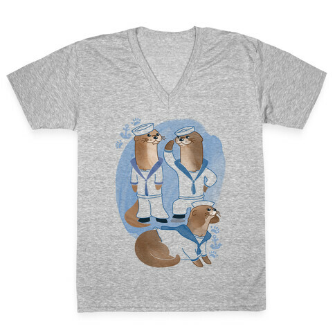 Sea Sailor Otters V-Neck Tee Shirt