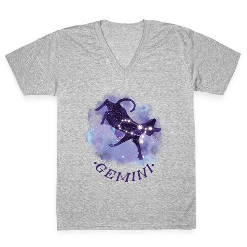 Cat Zodiac: Gemini V-Neck Tee Shirt