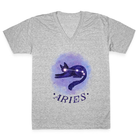 Cat Zodiac: Aries V-Neck Tee Shirt