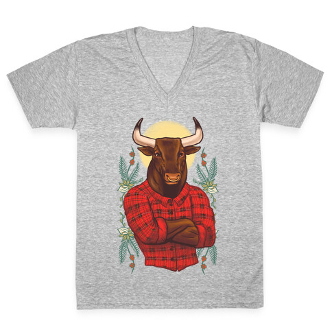 Flannel Taurus V-Neck Tee Shirt