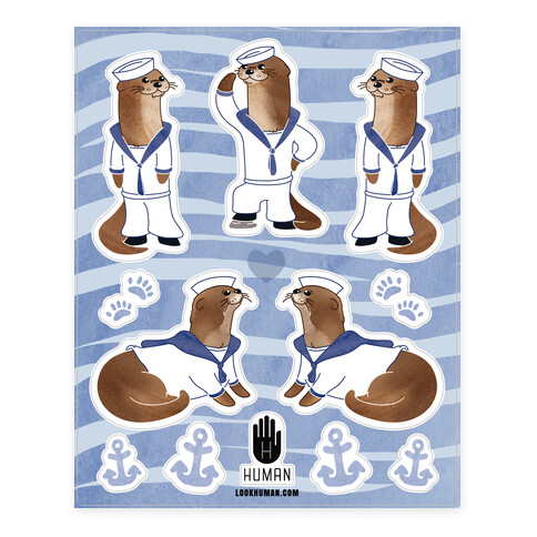 Sea Sailor Otter  Stickers and Decal Sheet