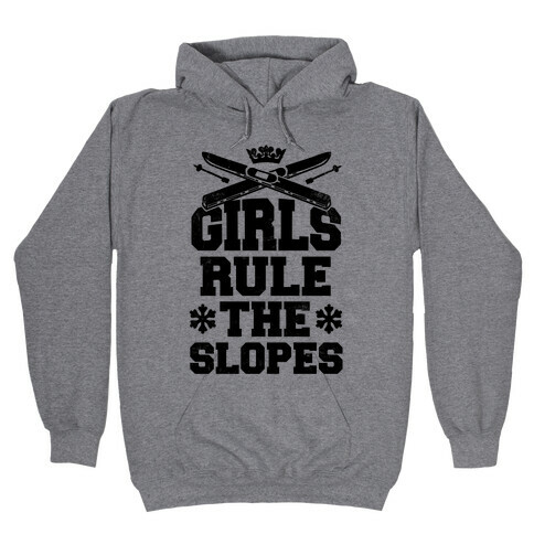 Girls Rule The Ski Slopes Vintage Style Hooded Sweatshirt