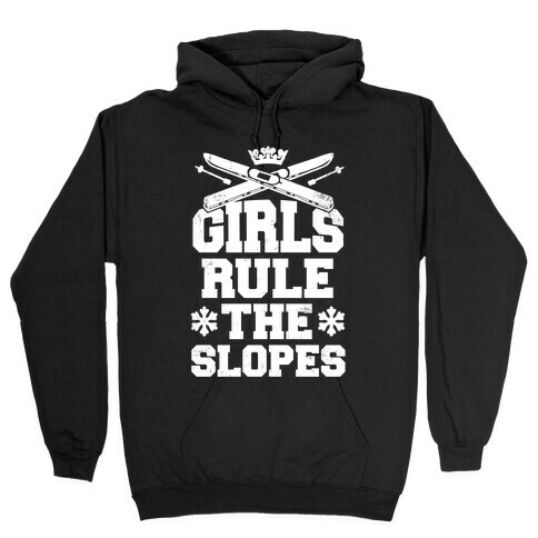 Girls Rule The Ski Slopes Vintage Style Hooded Sweatshirt