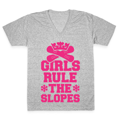 Girls Rule The Snowboarding Slopes V-Neck Tee Shirt