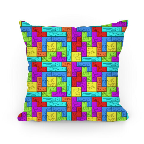 Tetris Cats Pattern Pillow