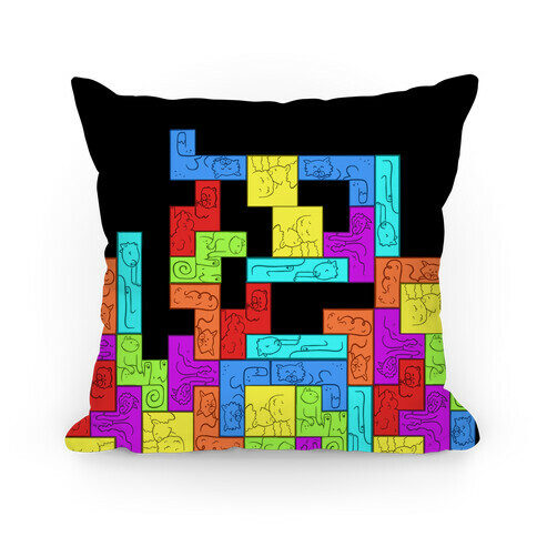 Tetris Cats Fail Pattern Pillow