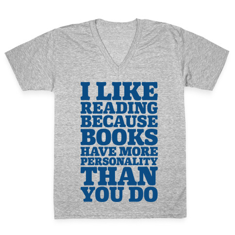 I Like Reading V-Neck Tee Shirt